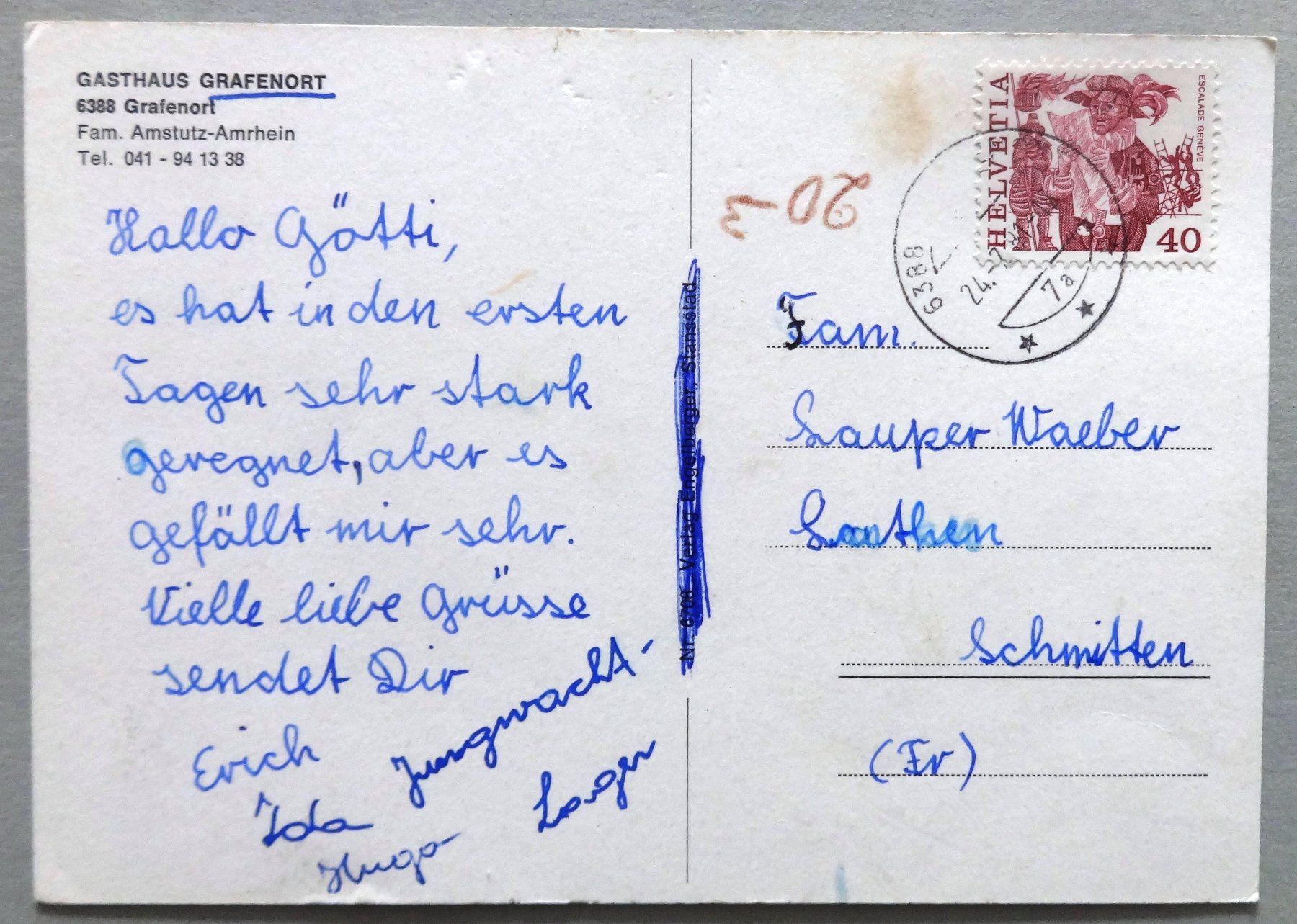 Cartoline postali: Gasthaus Grafenort, Grafenort – Difettoso da Fétigny venduto da Billy2miny 1
