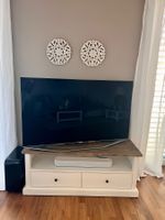 Fernsehmöbel weiss mit Deckblatt in Holz