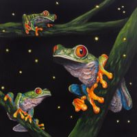 Original Wildlife Acrylgemälde – Frösche