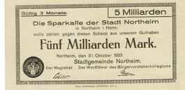 Northeim 5 Mrd.Mark 31.10.1923 VZ++-UNZ