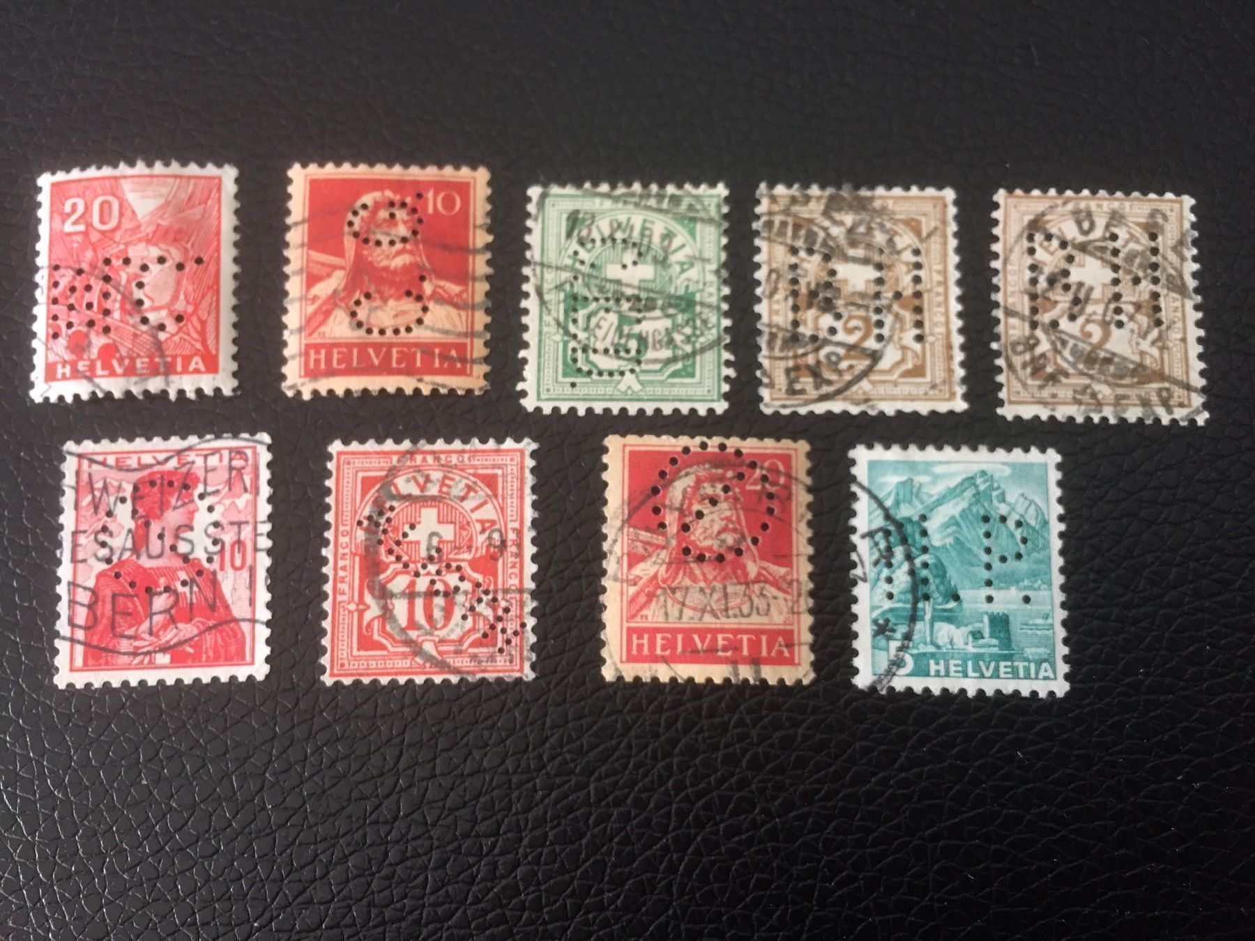 Tutti i francobolli: 9 Briefmarken mit Lochung 1906 - 1936 – Usato da Rebstein venduto da Soapyy13