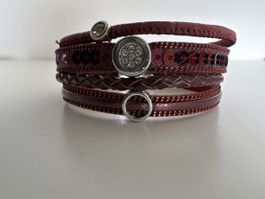 Modisches Wickelarmband in Bordeauxrot mit Strass 💎