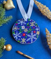 Handbemalter Weihnachtsschmuck, Baumschmuck auf Holz