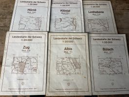 Landeskarten der Schweiz 1:25000 Konvolut 6 Stk.