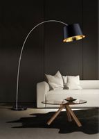 Bogenlampe schwarz gold mit Marmorfuss