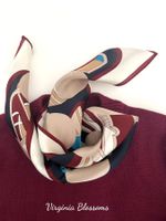 New 53cm 100% Silk Scarf, Big Polka Dot Beige Silk Scarf