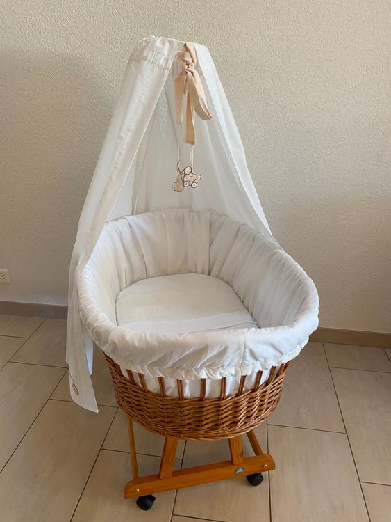Ancien Berceau À Roulettes Pour Poupées En Bois Vintage Année