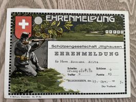 Ehrenmeldung Schützengesellschaft Jllighausen 1935
