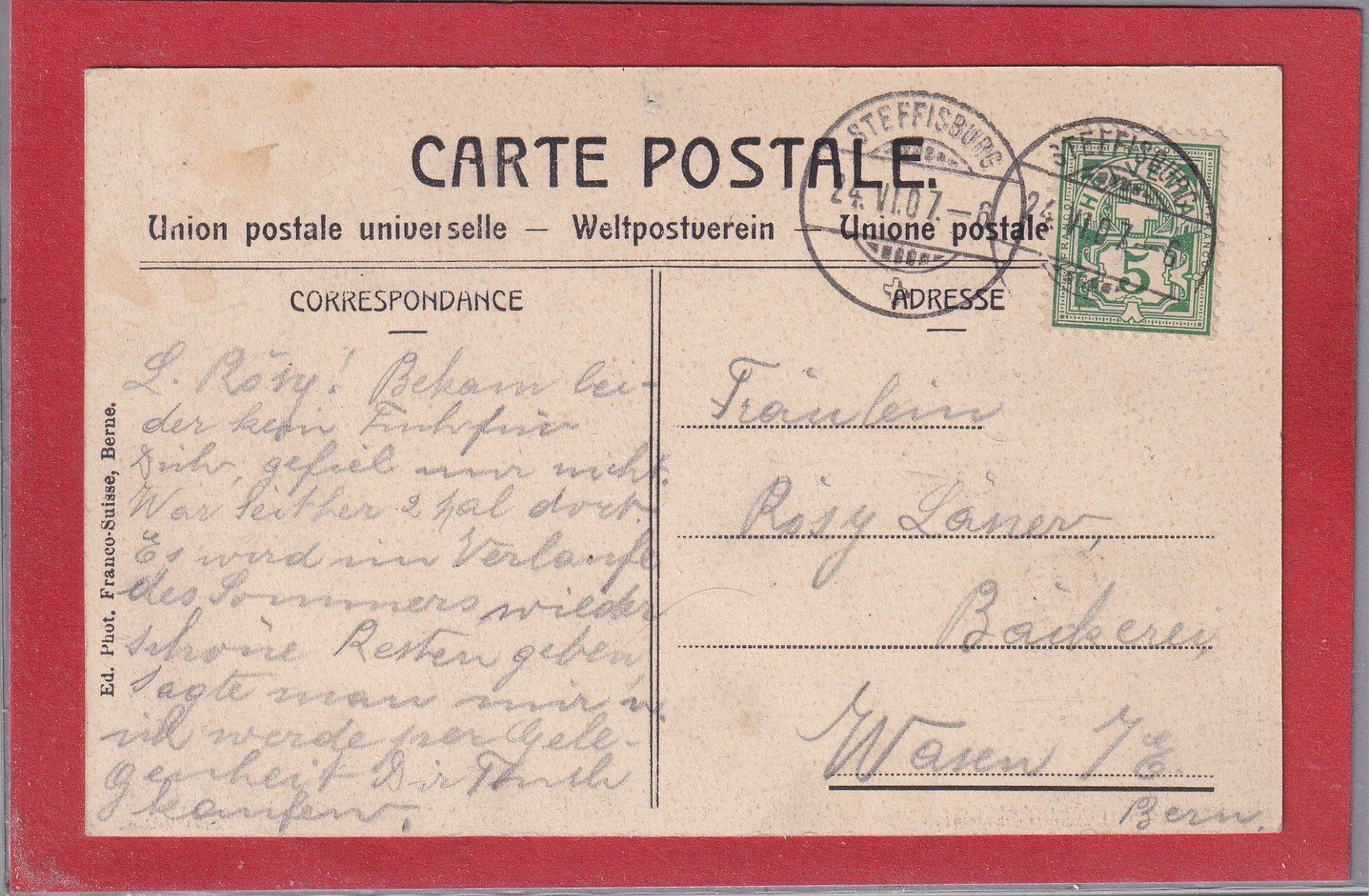 Cartoline postali: Bern - Eidg. Turnfest 1906 / Festspiel – Usato da Orvin venduto da Pyaeschli 1
