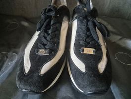 Tod's cuir et suede noir et beige taille 36