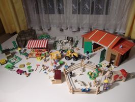 Playmobil Bauernhof Vintage bunt mit Hofladen + Traktor