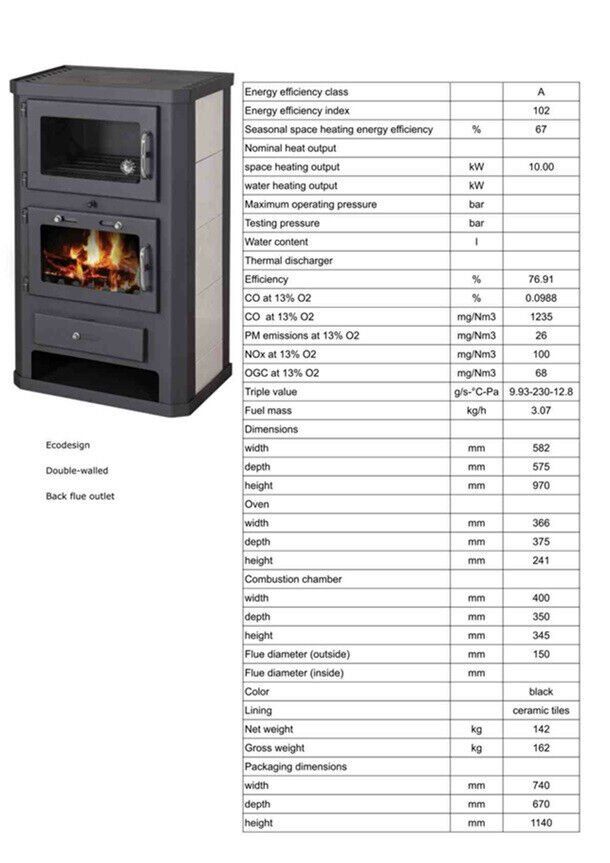 Cheminée: 56312 - Kaminofen 10kW Backfach + Herdplatte EEK A – Neu und originalverpackt aus Wallenwil von toesstal-vertrieb 9