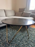 Couchtisch aus schwarzem Marmor & goldfarbenem Metall 75 cm