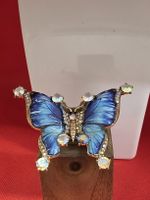 Brosche Schmetterling blau mit Strass Steinen neuwertig