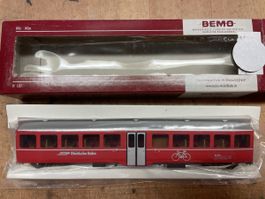 Bemo RhB Personenwagen Fahrradwagen rot Spur H0 neuwertig