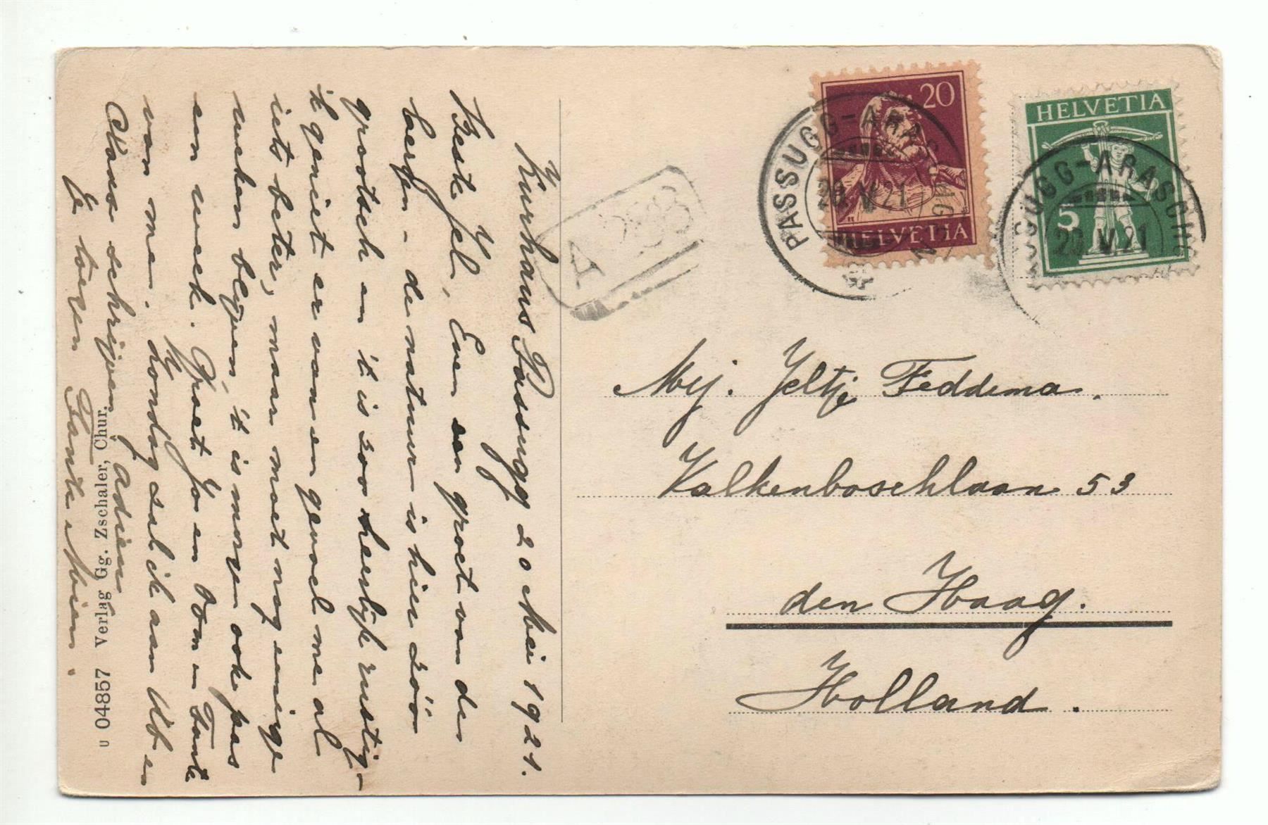 Cartoline postali: PASSUGG Kurhaus mit Dorf Araschgen – Usato da Jona venduto da philajona 1