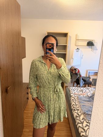 Pepe Jeans Shirt Dress floral print light green size M new