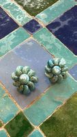 Belles boucles d'oreilles vintage coquillages bleus