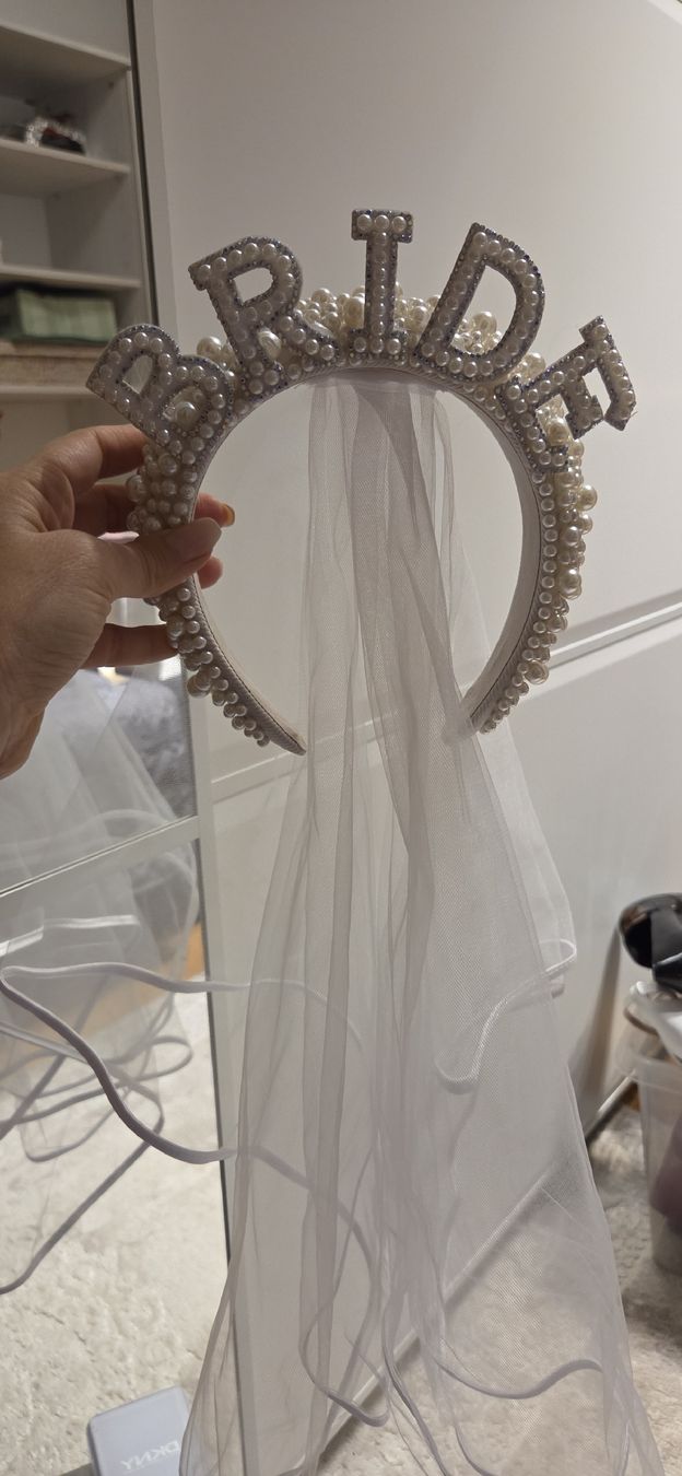 Accessori per capelli: Braut Diadem mit Schleier und Perlen – Nuovo (secondo la descrizione) da Chur venduto da ali_j9q9 1