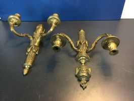 Gebrauchte Vintage Wandleuchter Messing 2-flammig