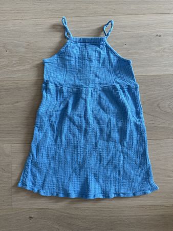 Robe bleue 98-104cm 3-4 ans 100% coton effet coton de gaze a