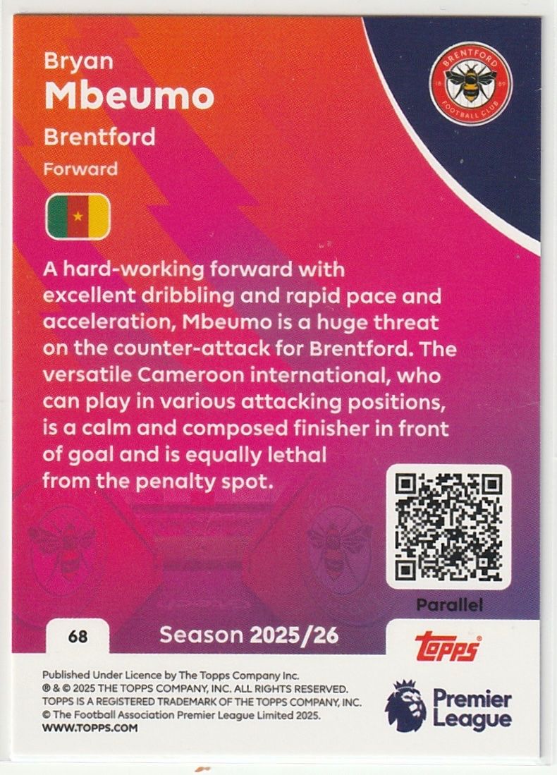 Topps Carte collezionabili: 2026 Topps Premier League Bryan Mbeumo Base Blue Parallel – Nuovo (secondo la descrizione) da Biel/Bienne venduto da historian-198 1