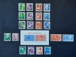 5-24-1 Timbres Pro Juventute oblitérés.  Années 1934 à 1938
