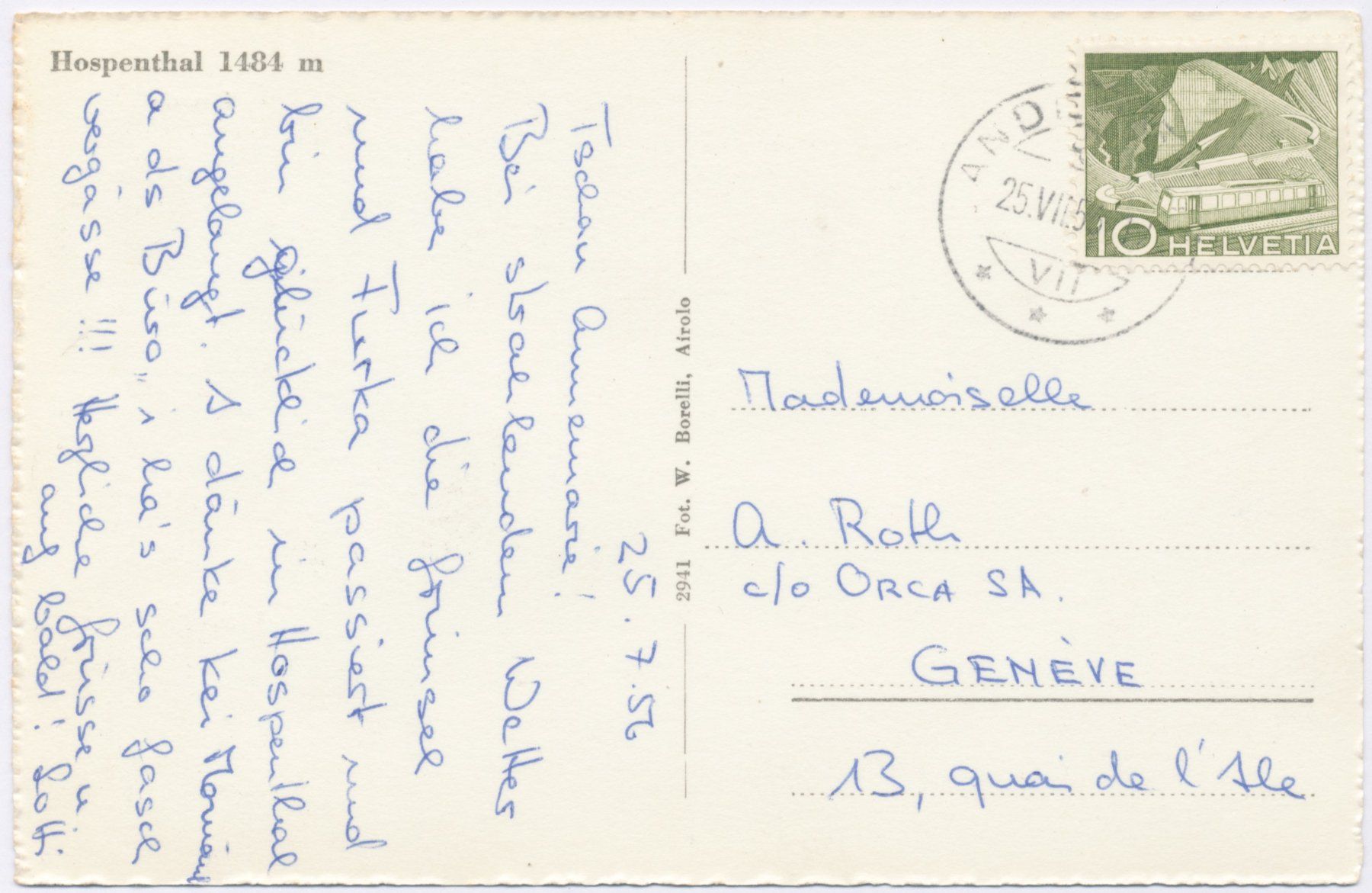 Cartoline postali: Hospenthal Postauto Schnauze Dorf 1956 – Usato da Lützelflüh-Goldb venduto da fluidum 1