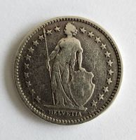 2 Fr. Helvetia 1914 Silbermuenze