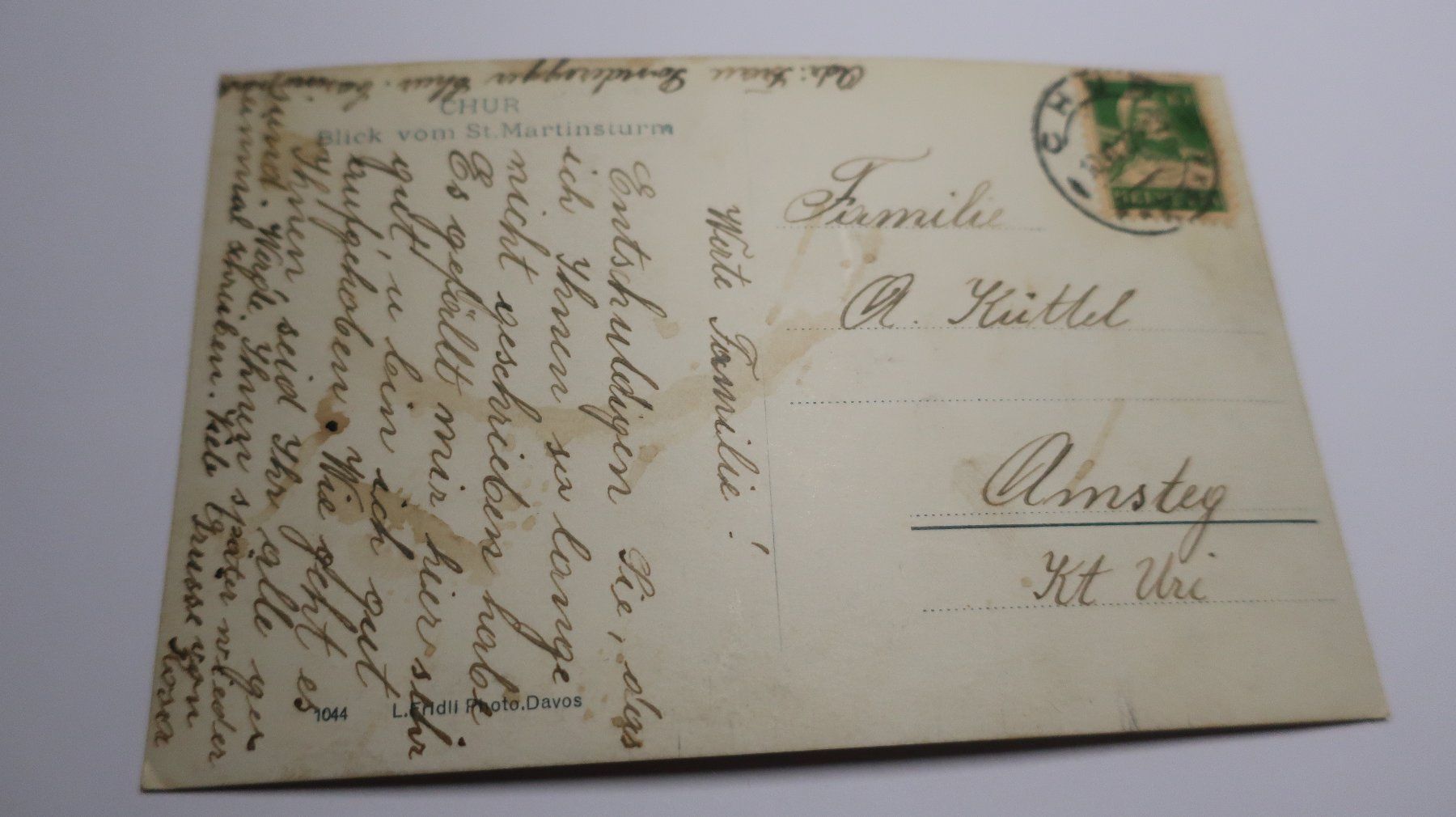 Cartoline postali: Chur Blick vom St. Martinsturm  1927 – Usato da Cormoret venduto da Pascalll2001 7