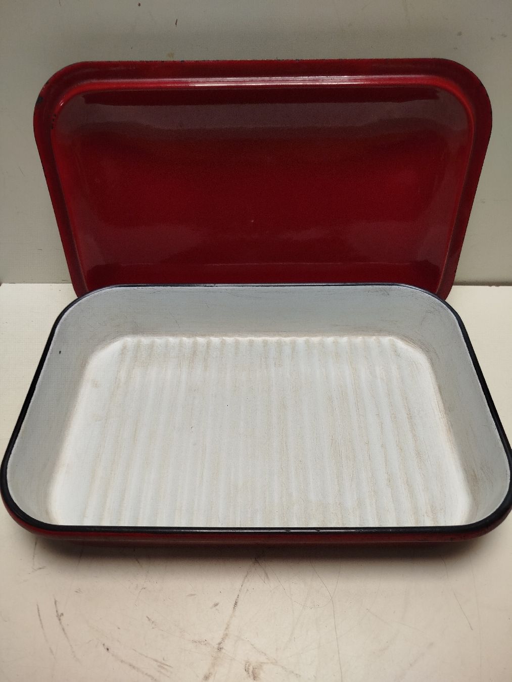 Teglie da forno: Vintage Emaille Bräter, rot - (em60) – Usato da Künten venduto da Schnaepplihuus 1