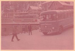 St. Moritz GR Autobus vor der Station Corviglia Piz Nair 55