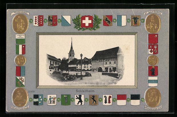 Cartoline postali: Präge-AK Schleitheim, Telldenkmal, St.  – Usato da Berlin venduto da bartko-reher