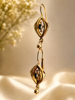 Vintage Gold-Ohrhänger mit echten Natur-Saphiren – ca. 1960e