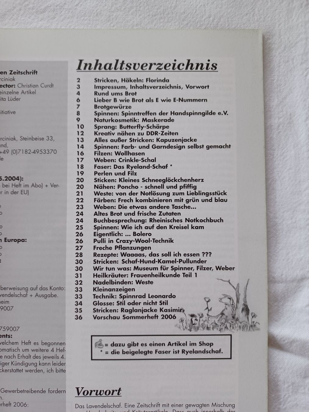 Riviste & Magazine: Heft: Das Lavendelschaf Nr. 14 Frühling 2006 – Usato da Wangen SZ venduto da Koenigskind83 1