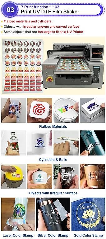 Stampanti: Funsun A3 UV DTF Printer 3D Soft-UV-Labeldruck – Nuovo e nell'imballaggio originale da Malans GR venduto da BUYBEST-Schweiz 3