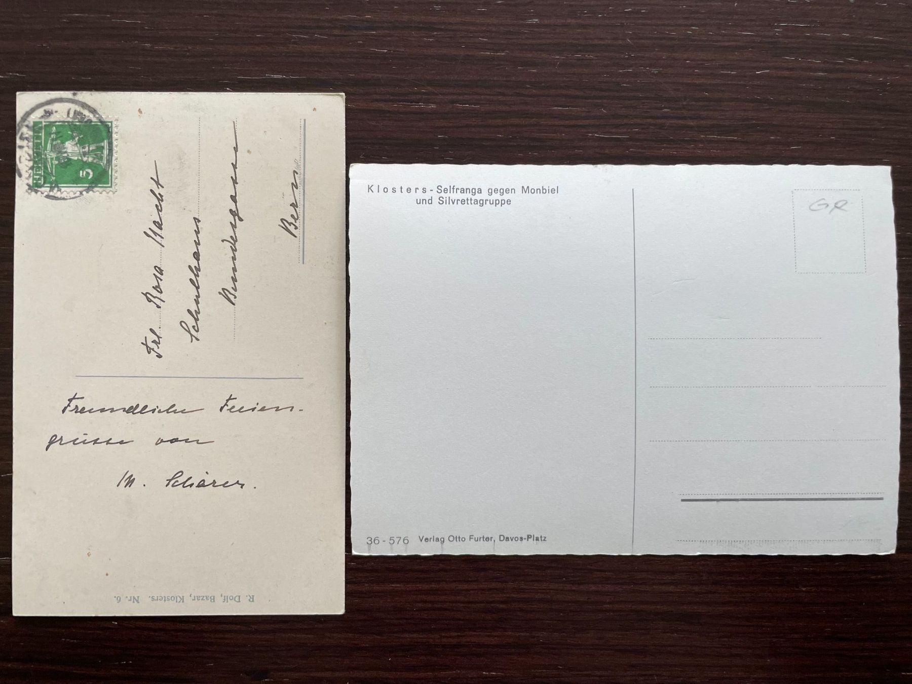 Cartoline postali: KLOSTERS - SELFRANGA 6 Ansichtskarten mit Silvrettagletscher – Usato da Wald ZH venduto da TLILEF 2