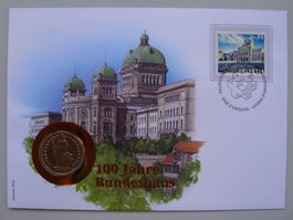 2002: Numisbrief 100 Jahre Bundeshaus mit Nr.1046+ET-Stempel