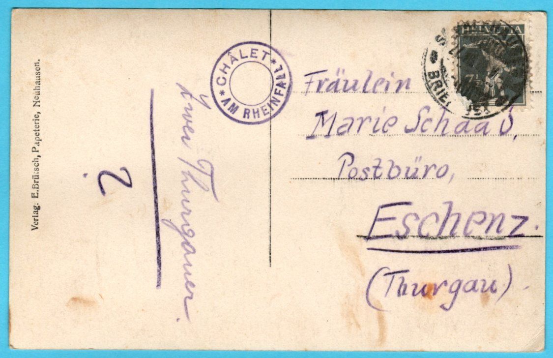 Ansichtskarten: Rheinfall ca 1920 – Gebraucht aus Zürich von Sion2006 1