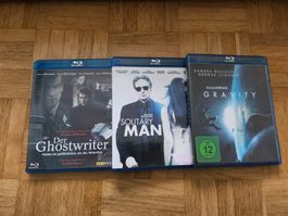 3 Blu-ray Filme, Gravity, Solitary Man, der Ghostwriter