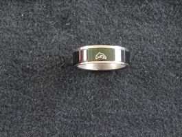 Ring Edelstahl Delfin schwarz drehbar