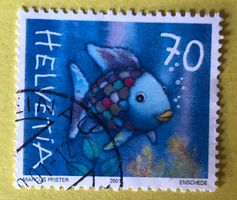 Nr.1027 GESTEMPELT Regenbogenfisch allein unterwegs 2001  ﻿