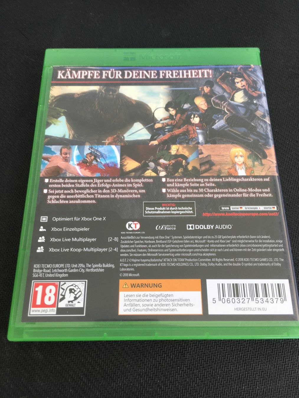 Microsoft Giochi: A.O.T. 2 - Attack On Titan 2 - Xbox One – Usato da St.Gallen venduto da Punktchen01 1