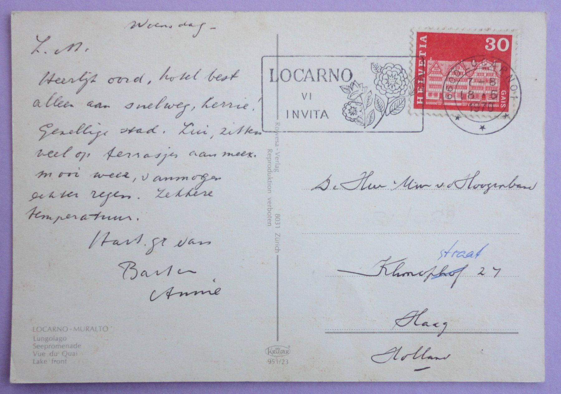 Cartoline postali: Locarno-Muralto, Lungolago – Usato da Fétigny venduto da Billy2miny 1