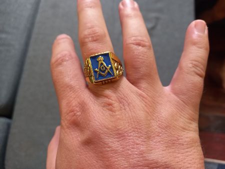 Blauer Freimaurerring - Bague Franc-Maçon bleu Gr 11