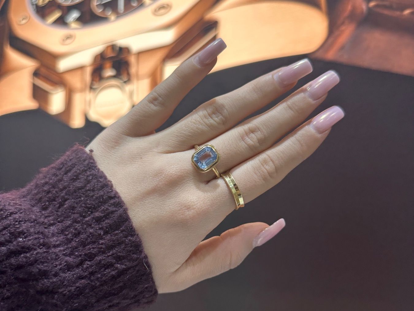 Anelli: Echt 18K Gold - Aquamarin Ring – Usato da Luzern venduto da Goldhaus-Luzern 5