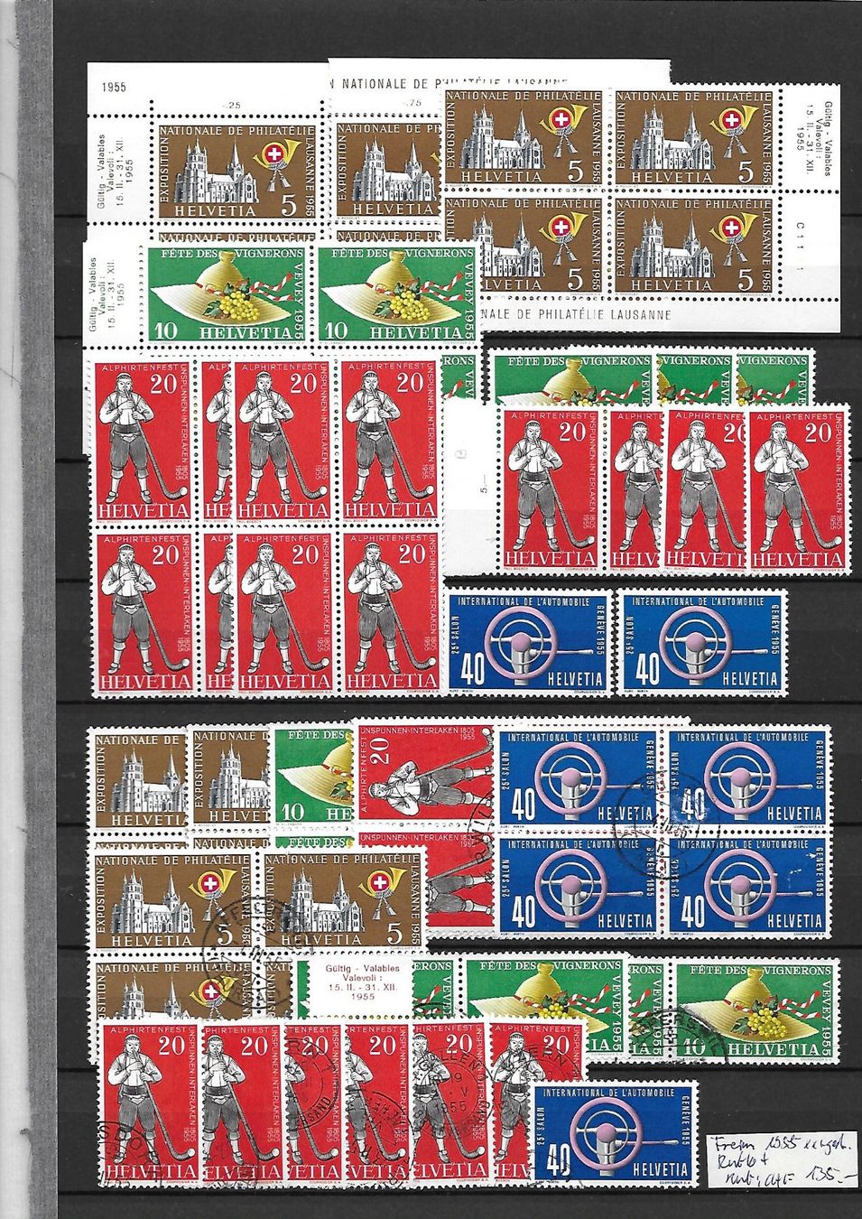 Tutti i francobolli: Freim. 1955 ** + gest. Restlot Kat: CHF 135.- – Usato da Basel venduto da Ilp