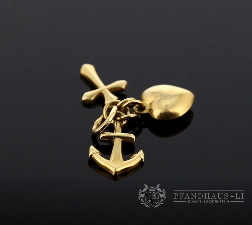 Anhänger Herz Kreuz Anker 18K Gold Kaufen auf Ricardo