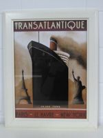 Vintage Art Deco Plakat SS L'Atlantique gerahmt 47 x 37 cm
