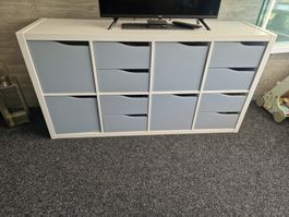 Ikea Kalax weiss mit 8 vierecken & Einsätzen in Graublau